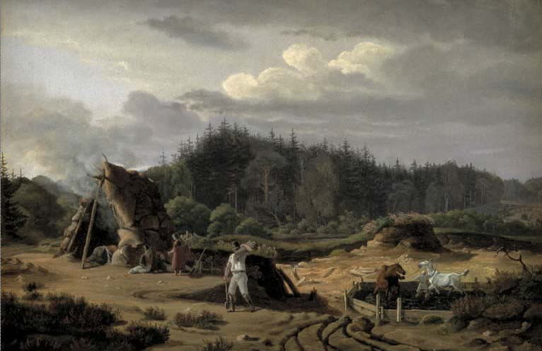 A Bog with Peat Cutters. Hosterkob, Sealand